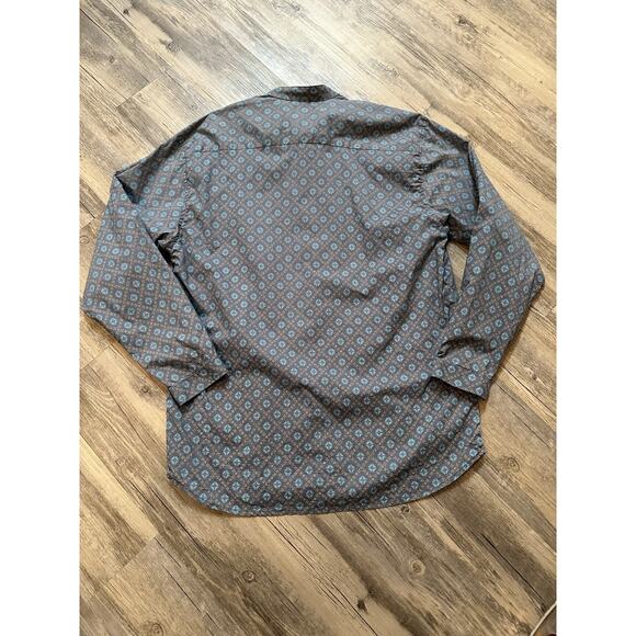 Vintage Wah Maker Shirt Men Large Blue Geometric Print AOP Frontier Western - Picture 5 of 7